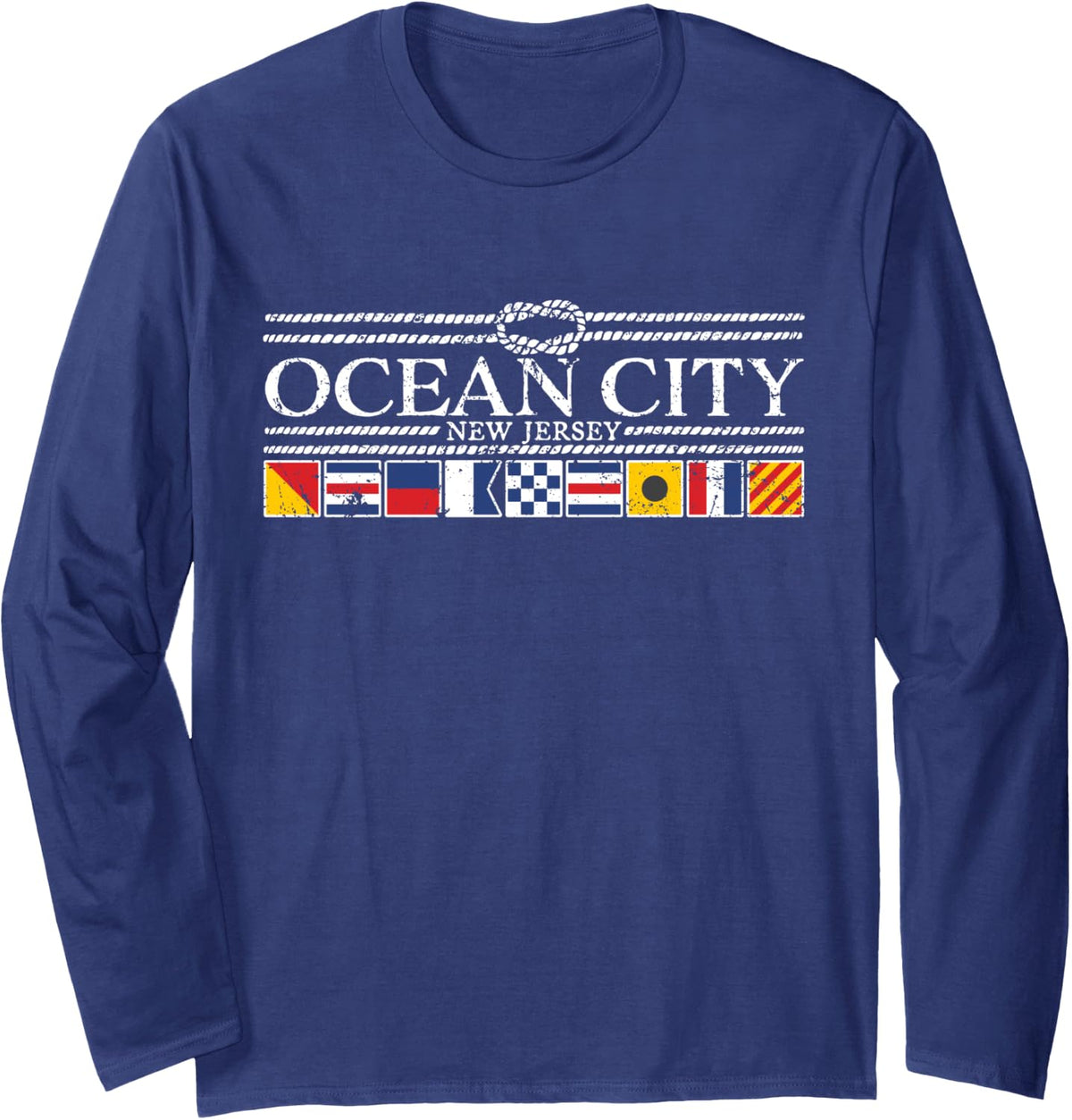 Ocean City New Jersey Nautical Boat Flag Long Sleeve Long Sleeve T Shirt Streetwear Style US Top Pick