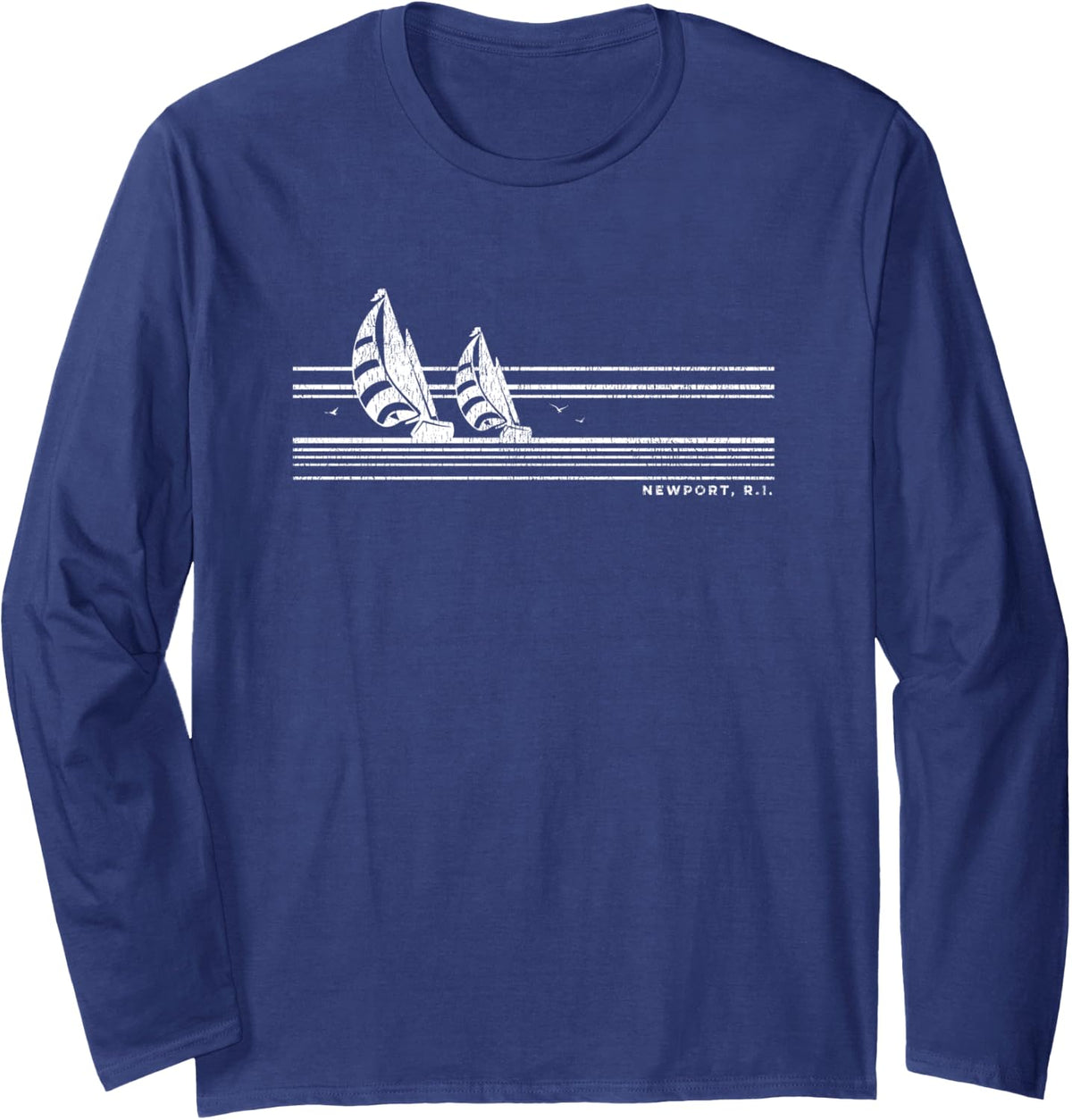 Newport RI Vintage Sailing 70s Nautical Sailboat Long Sleeve Long Sleeve T Shirt Streetwear Style Gift Ready