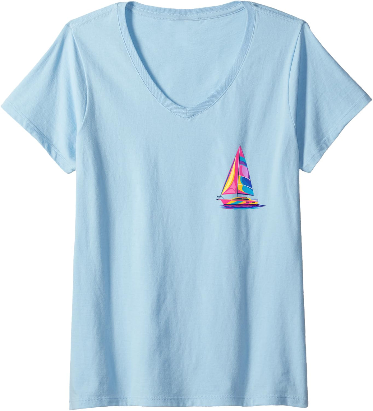 Womens 2 SIDES When You Go Through Deep Waters Sailboat Summer V Neck Apparel Premium Print US Top Pick