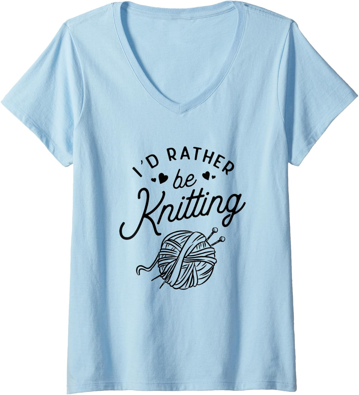 Womens I'd Rather Be Knitting Lover Yarn Knitters V-Neck Yarn Supply | Premium Quality | Perfect for Crafters