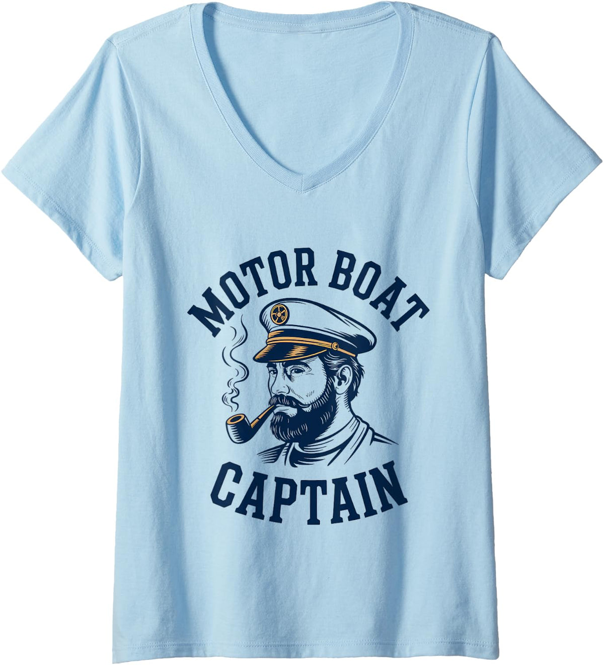 Womens Motor Boat Captain Funny Fishing Pontoon Boating Vacation V Neck Apparel Streetwear Style Best Seller Look