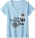 Womens Easily Distracted by Dogs and Yarn V-Neck Yarn Supply | Premium Quality | High CTR Title