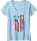 Womens Best Grandpa Ever American Flag Pontoon Boat Captain Boating V Neck Apparel Viral TikTok Find Hot Right Now