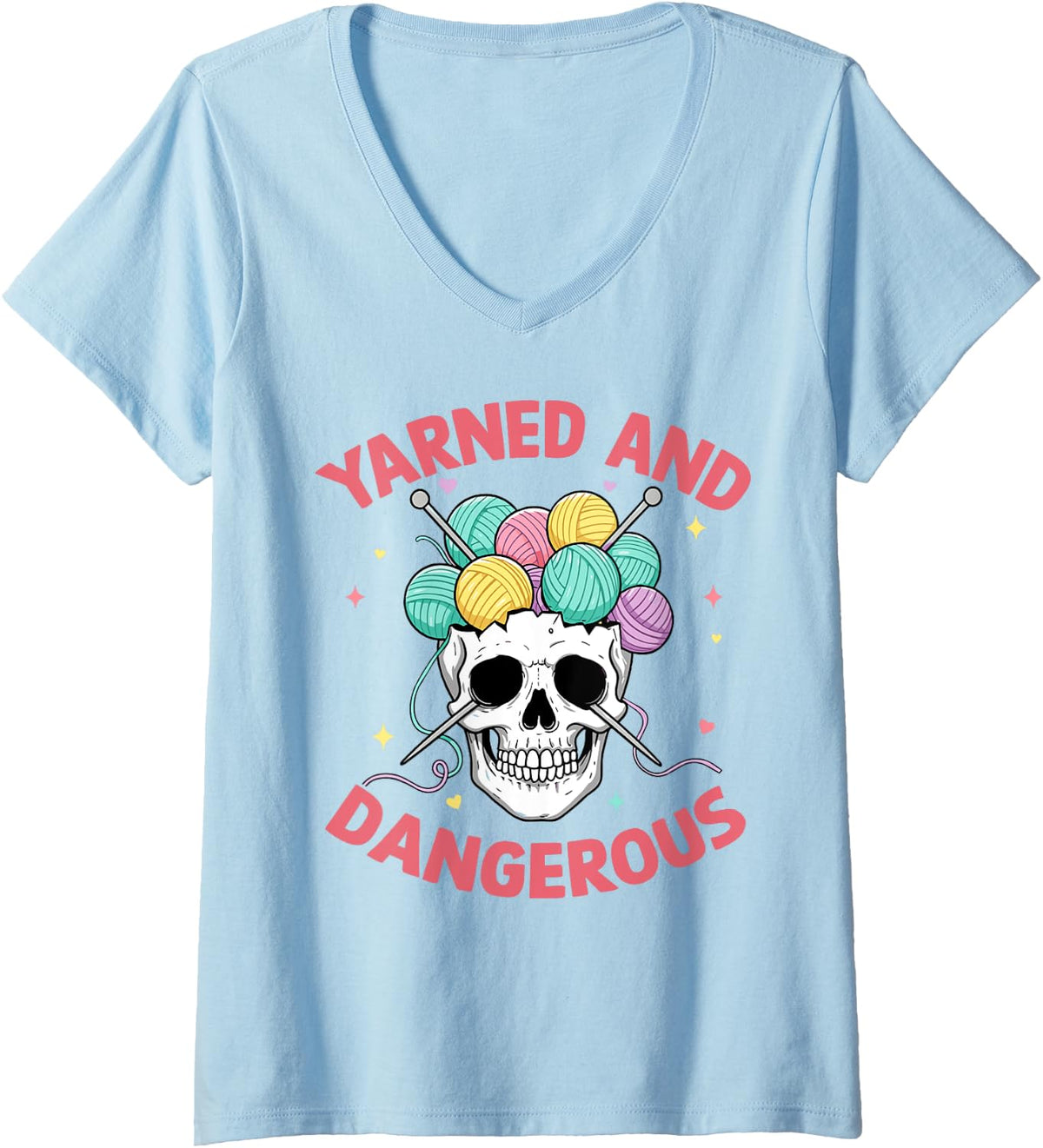 Womens Crochet Yarned and dangerous knitting skull yarn V-Neck Yarn Supply | Trending 2025 | Customer Favorite