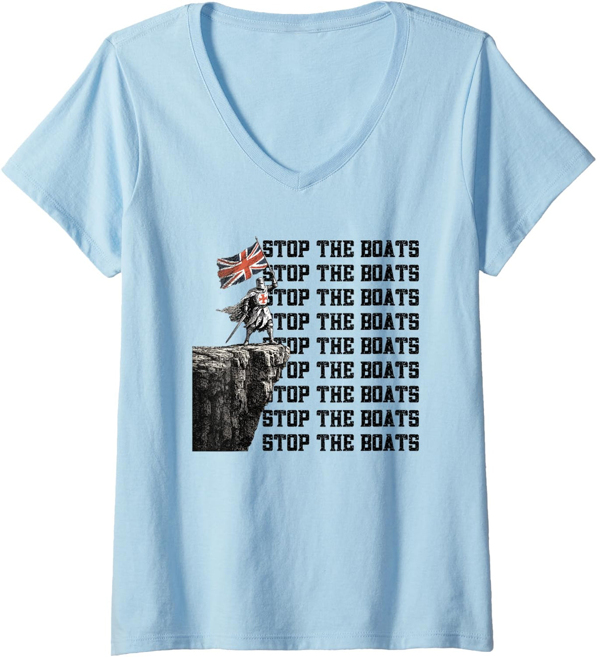 Womens Reform UK Stop The Boats V Neck Apparel Premium Print Best Seller Look