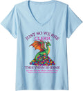 Womens Dragon Colorful Yarn Eggs Just So We Are Clear Yarn Is Mine V-Neck Yarn Supply | Trending 2025 | Perfect for C...