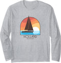 Holland Michigan MI Sailboat Long Sleeve Long Sleeve T Shirt Comfort Fit Best Seller Look