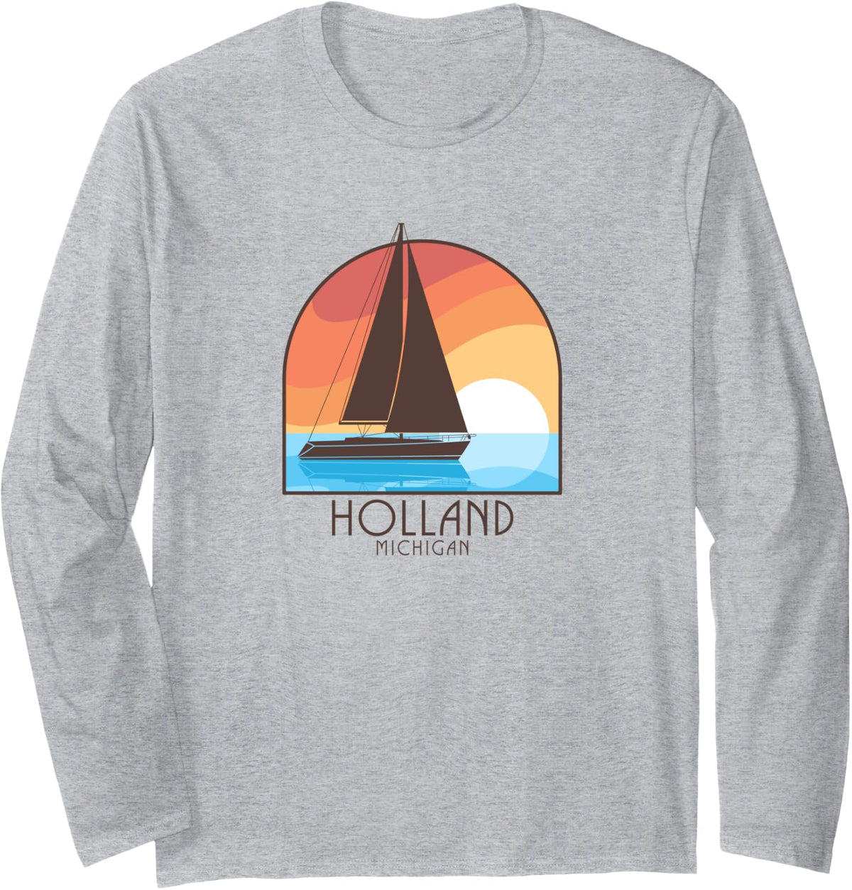 Holland Michigan MI Sailboat Long Sleeve Long Sleeve T Shirt Comfort Fit Best Seller Look