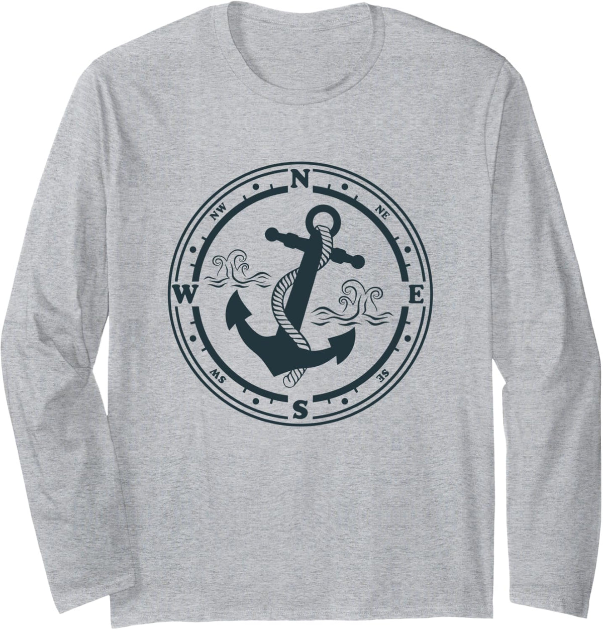 Compass Anchor Maritime Design with Compass Captain Sailor Long Sleeve Long Sleeve T Shirt Viral TikTok Find Best Seller