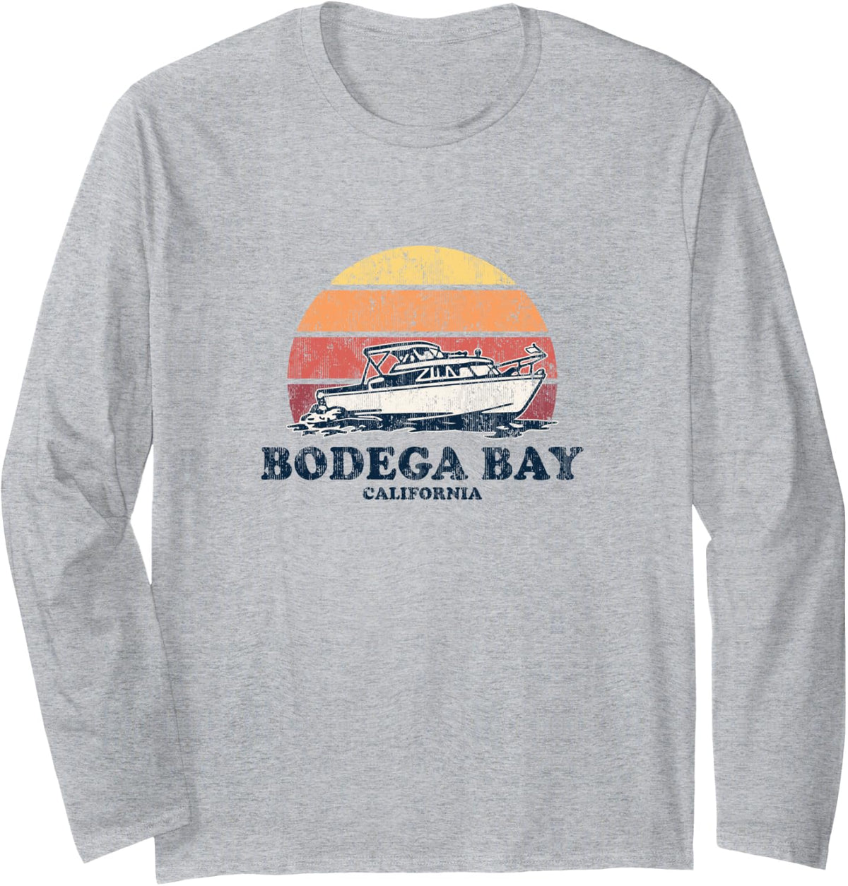 Bodega Bay CA Vintage Boating 70s Retro Boat Design Long Sleeve Long Sleeve T Shirt Viral TikTok Find Hot Right Now