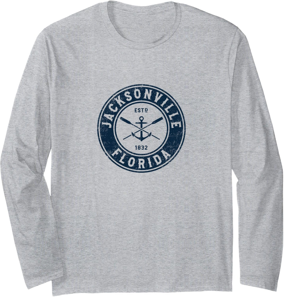 Jacksonville Florida FL Vintage Boat Anchor Oars Long Sleeve Long Sleeve T Shirt Streetwear Style Gift Ready