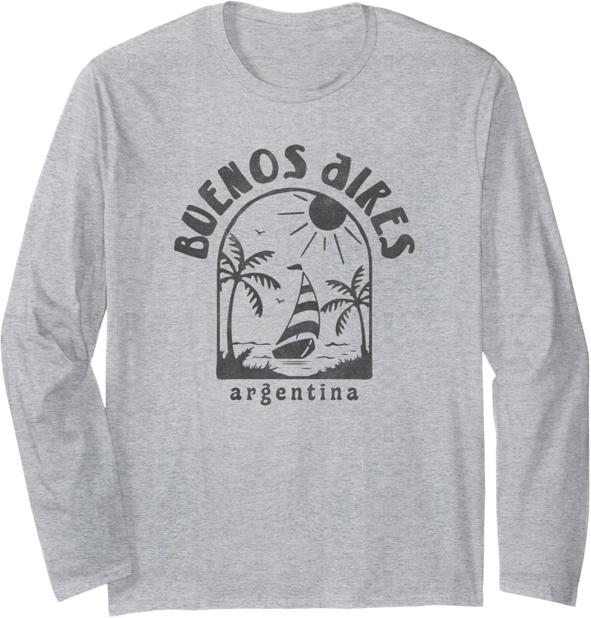 Buenos Aires Argentina Sailboat Stamp Long Sleeve Long Sleeve T Shirt Streetwear Style US Top Pick