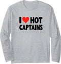 I Love Hot Captains Heart Yacht Yachting Sail Sailing Boat Long Sleeve Long Sleeve T Shirt Comfort Fit US Top Pick
