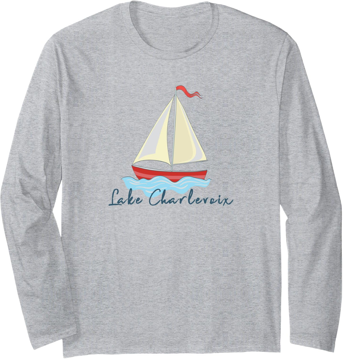Lake Charlevoix Michigan Coastal Sailing Boating Sail Boat Long Sleeve Long Sleeve T Shirt Premium Print Fan Favorite