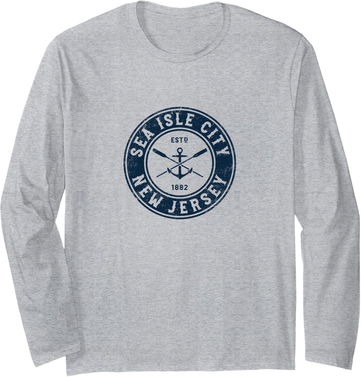 Sea Isle City New Jersey NJ Vintage Boat Anchor Oars Long Sleeve Long Sleeve T Shirt Viral TikTok Find Gift Ready
