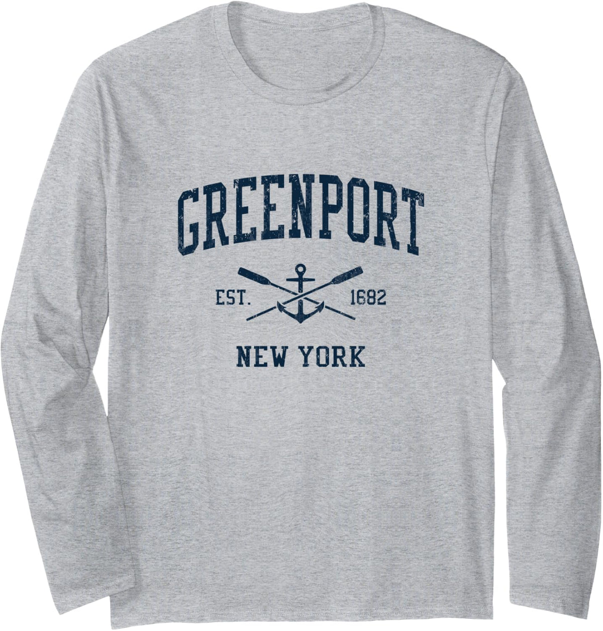 Greenport NY Vintage Navy Crossed Oars Boat Anchor Long Sleeve Long Sleeve T Shirt Premium Print Hot Right Now