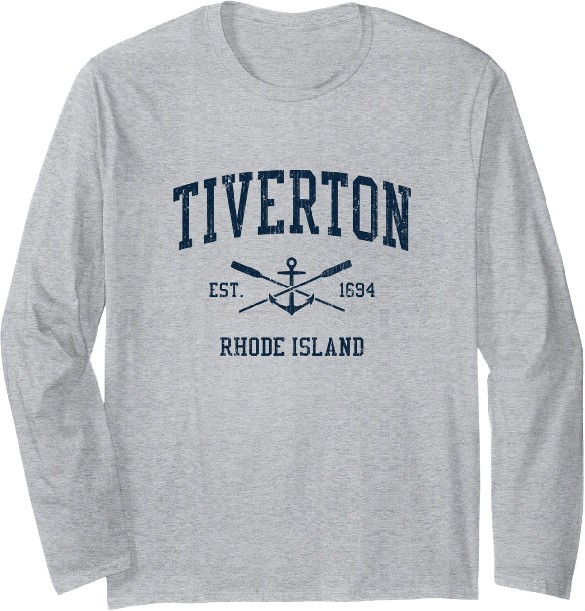 Tiverton RI Vintage Navy Crossed Oars Boat Anchor Long Sleeve Long Sleeve T Shirt High Search Demand Gift Ready