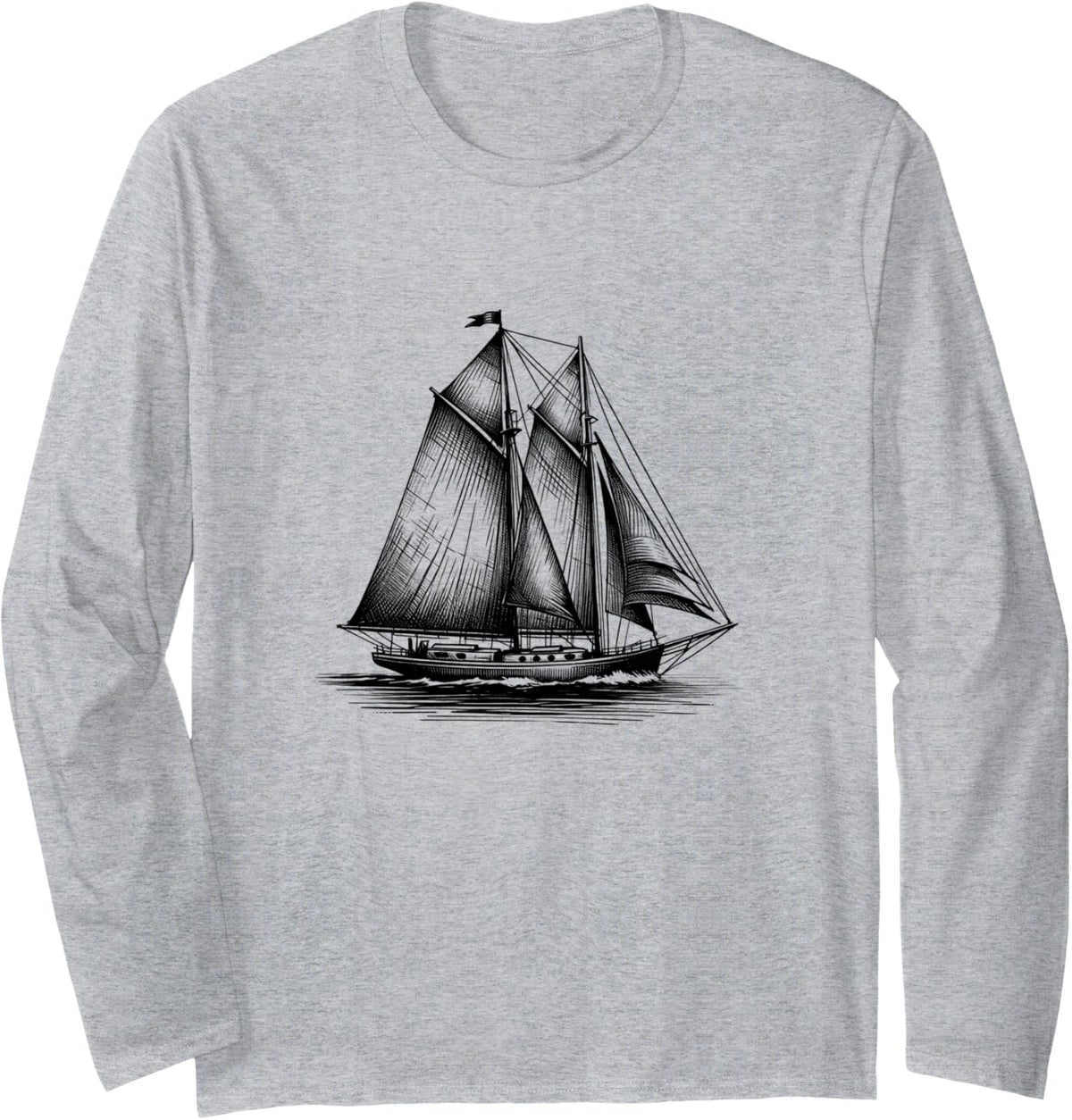Sailboat Sketch Sailing Boating Lovers Simple Graphic Long Sleeve Long Sleeve T Shirt Streetwear Style Best Seller Look
