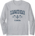 Clearwater Beach FL Vintage Navy Crossed Oars Boat Anchor Long Sleeve Long Sleeve T Shirt Streetwear Style US Top Pick