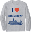Funny Houseboats minimalist simple boat i love Houseboat Long Sleeve Long Sleeve T Shirt Premium Print Gift Ready