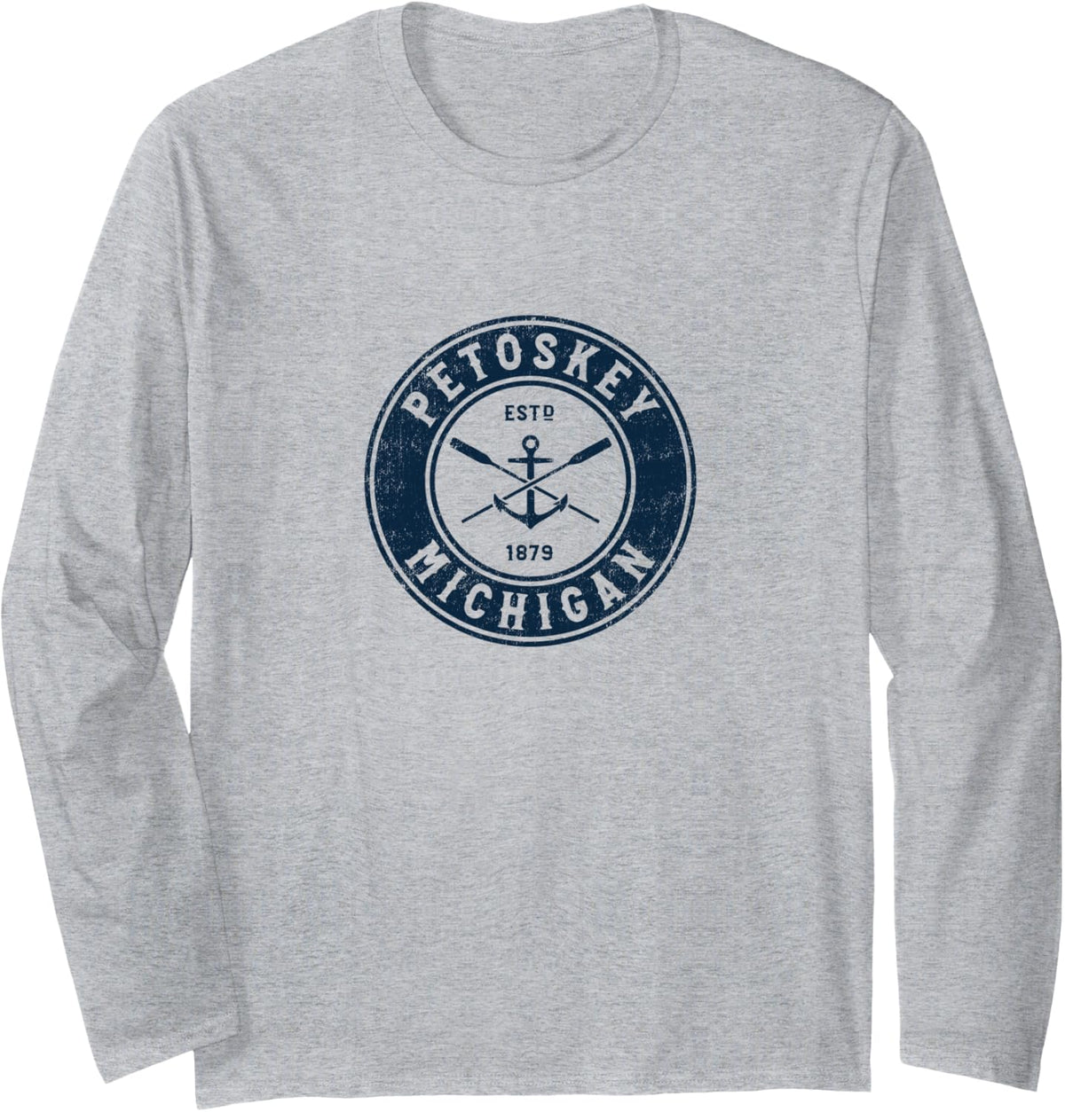 Petoskey Michigan MI Vintage Boat Anchor Oars Long Sleeve Long Sleeve T Shirt High Search Demand Everyday Wear