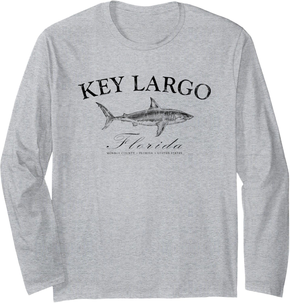 Key Largo Shark Tee for Fishing Boating Diving and Captain Long Sleeve Long Sleeve T Shirt Premium Print Best Seller Loo