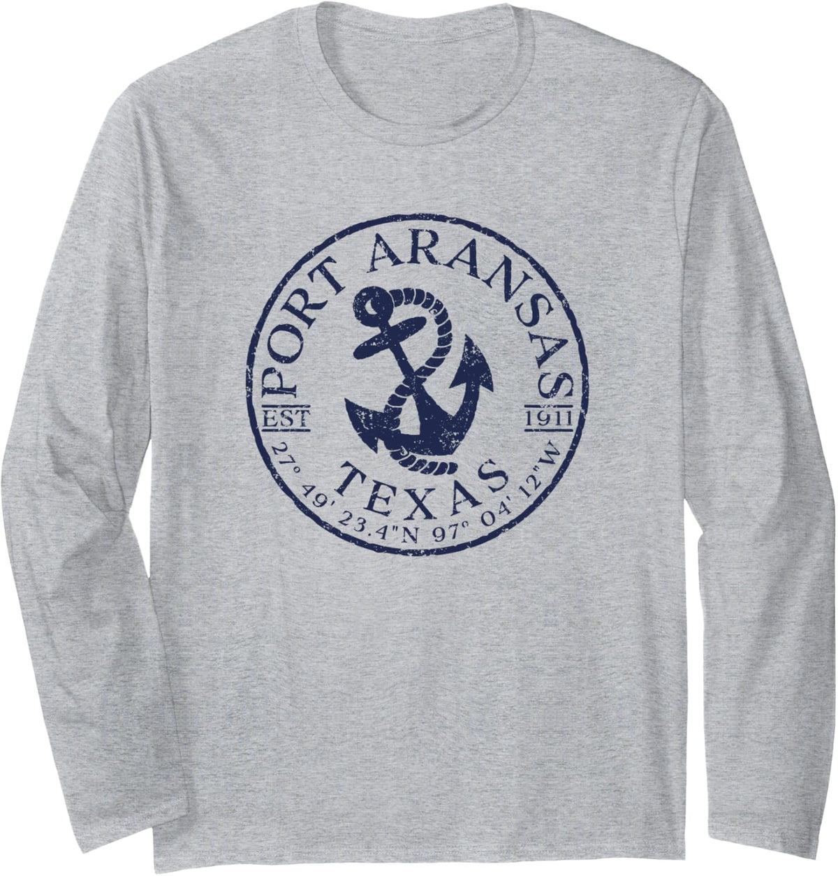 Port Aransas Texas Nautical Boat Anchor Long Sleeve Long Sleeve T Shirt Comfort Fit Fan Favorite