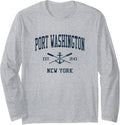 Port Washington NY Vintage Navy Crossed Oars Boat Anchor Long Sleeve Long Sleeve T Shirt Trending US Everyday Wear