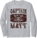Vintage Captain Matt Personalized Pirate Pontoon Boating Long Sleeve Long Sleeve T Shirt Streetwear Style US Top Pick