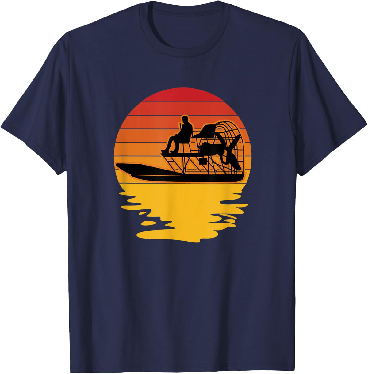 Airboat Ride Silhouette Retro Sunset Swamp Adventure Apparel Premium Print US Top Pick