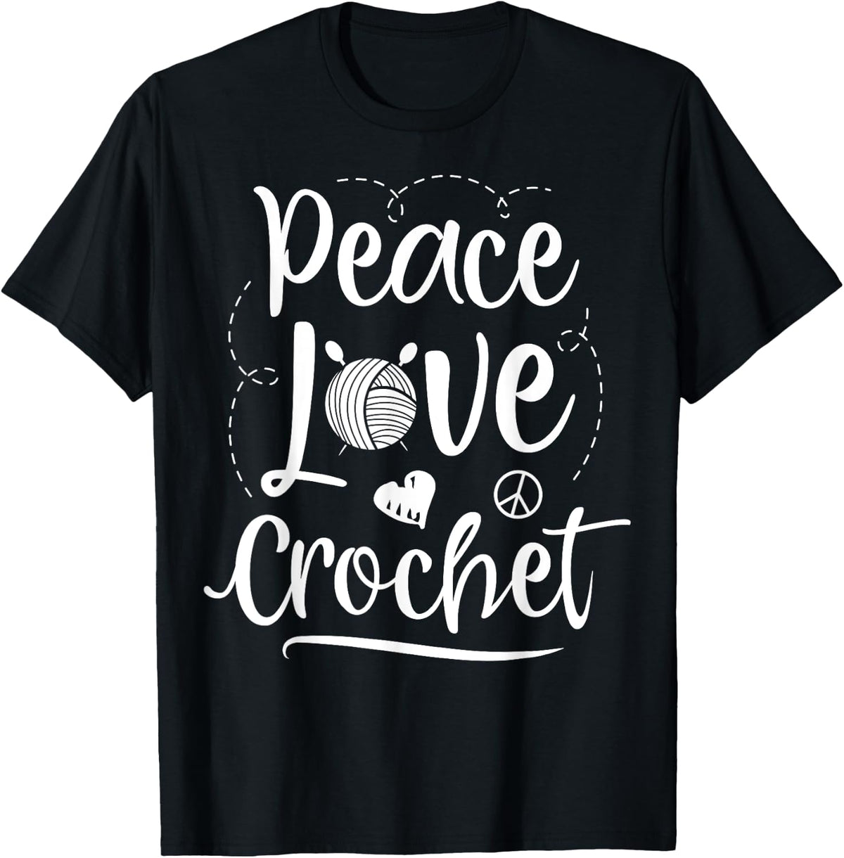 Peace Love Crochet Heart Women Crocheter Crocheting Yarn Yarn Supply | Viral US Pick | Customer Favorite