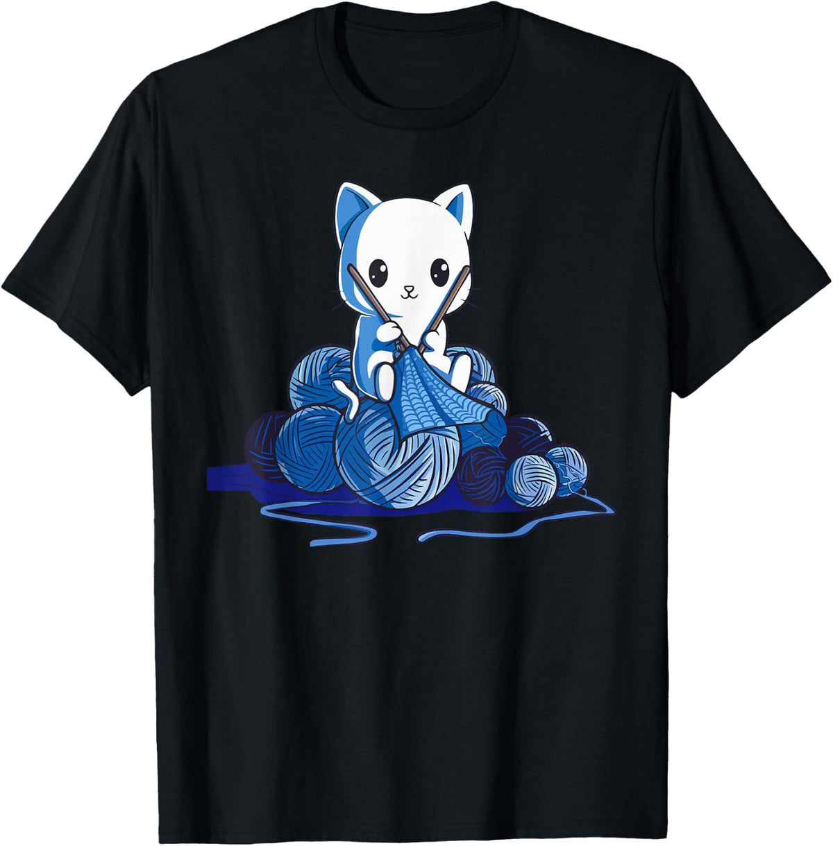 Kawaii Knitting Cat Yarn Lover for Crafters T-Shirt for Men Women Kids T-Shirt | Premium Quality | Best Seller Choice