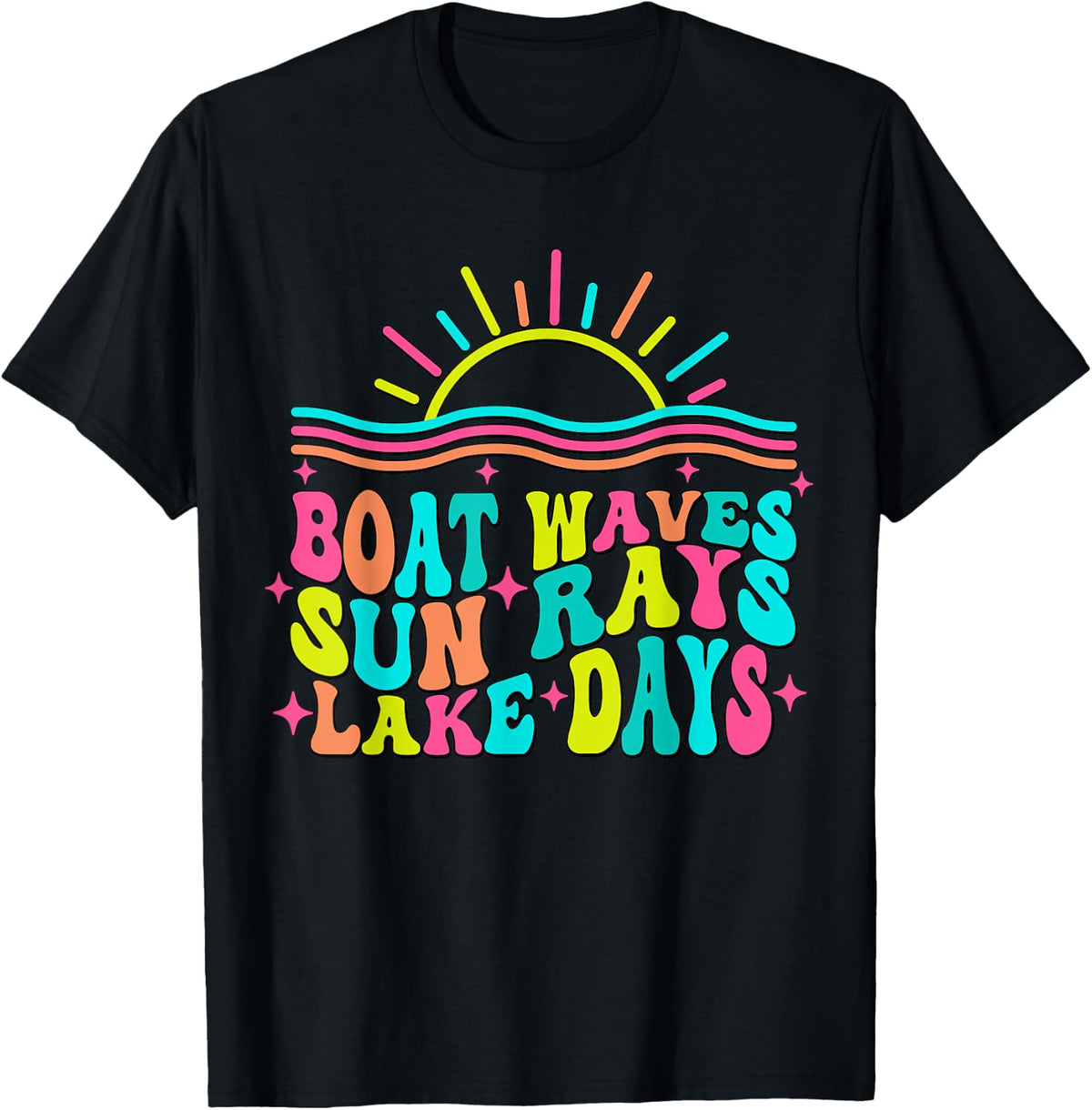 Boat Waves Sun Rays Lake Days Retro Summer vacation Apparel Streetwear Style Fan Favorite