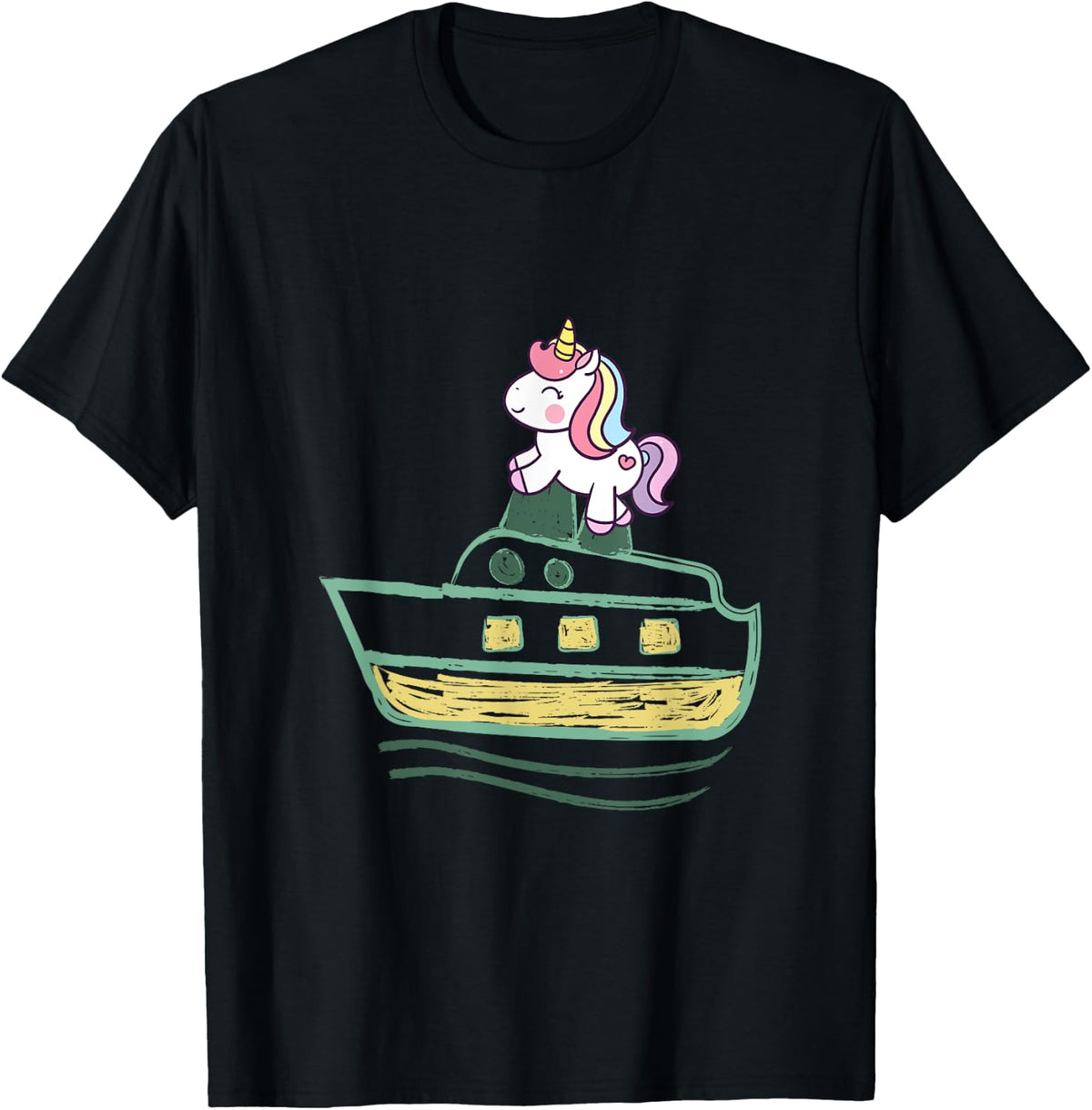 Unicorn Riding Boat Chalk Girls Women Kids Sisters Rainbow Apparel Streetwear Style Everyday Wear