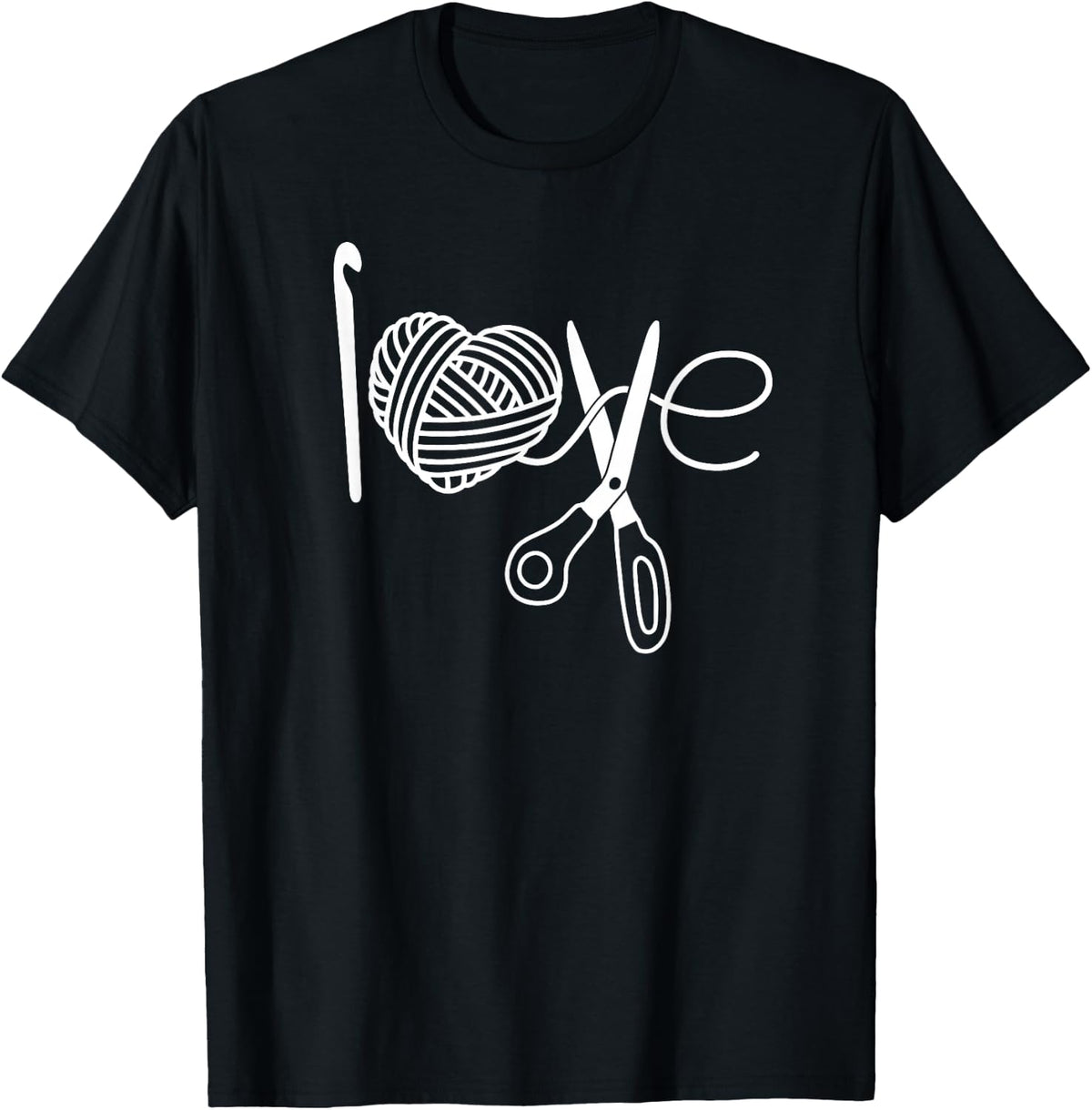 Crochet Love Crochet Heart Yarn Knitting I Love Crochet T-Shirt, Small, Black T-Shirt | Top Rated | High CTR Title