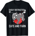 Easily Distracted By Cats And Yarn Funny Crocheters Yarn Supply | High Search Volume | Customer Favorite