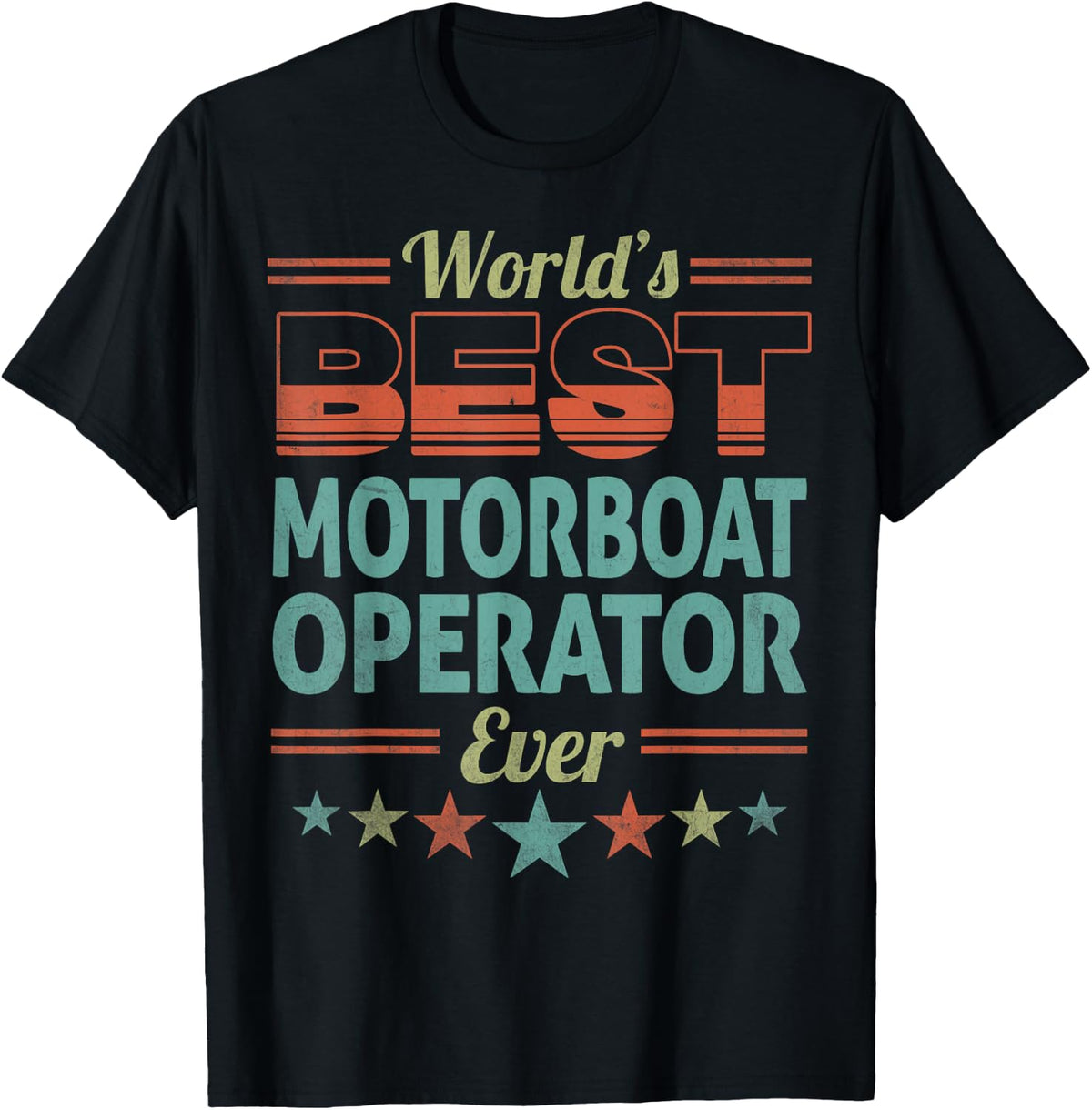 Retro Badge Worlds Best Motorboat Operator Apparel Viral TikTok Find Everyday Wear