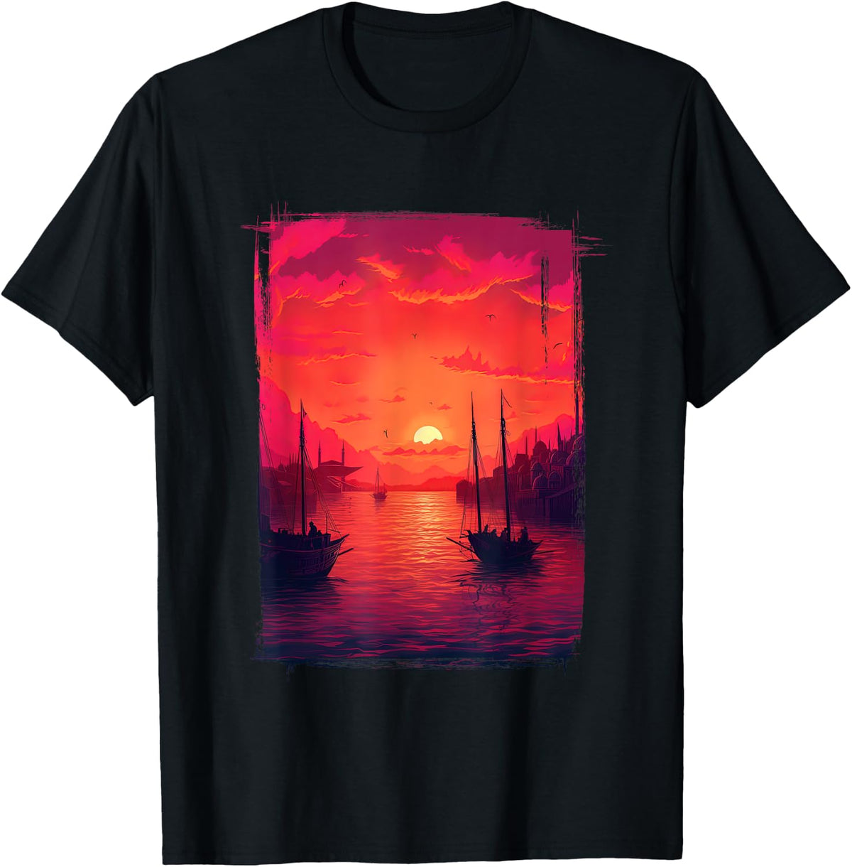 Retro Istanbul sunset ocean boats Apparel High Search Demand Everyday Wear