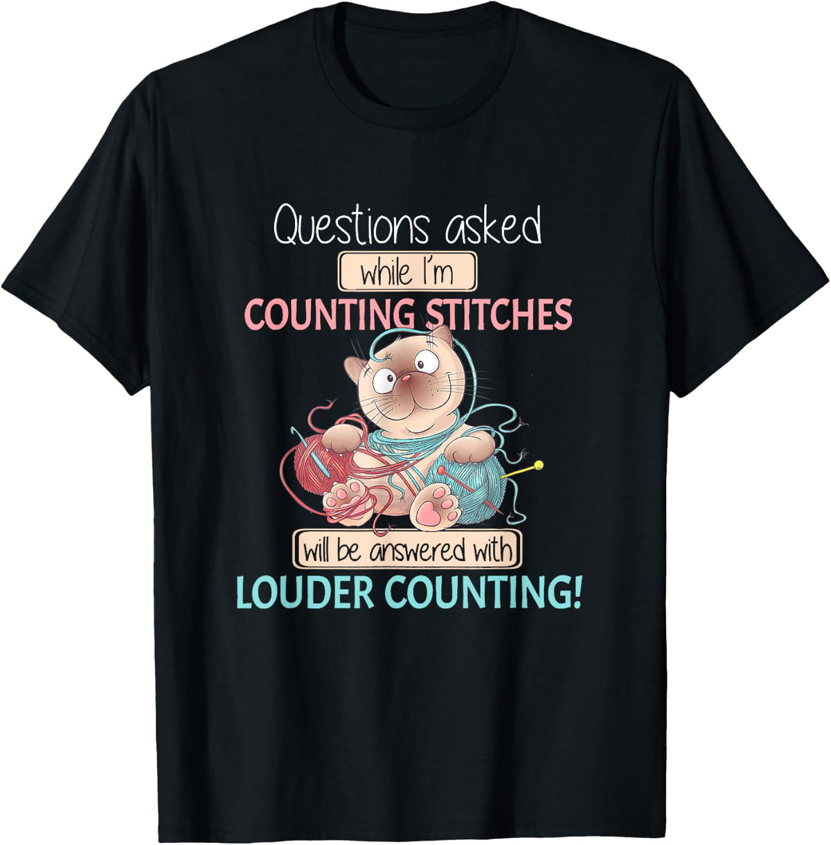 Questions Asked While I'm Counting Stitches Crochet Cat Yarn Men Women Yarn Supply | Trending 2025 | Perfect for Craf...