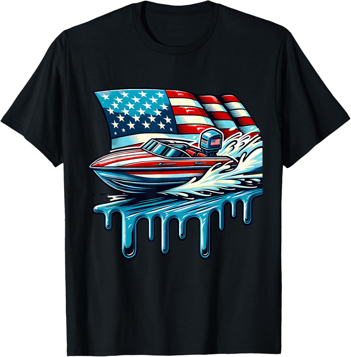 USA Patriotic Speed Boat Fishing Boat American Flag Boating Apparel High Search Demand US Top Pick