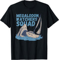 Megalodon Watchers Squad Vintage Great White Shark Boating Apparel Comfort Fit US Top Pick