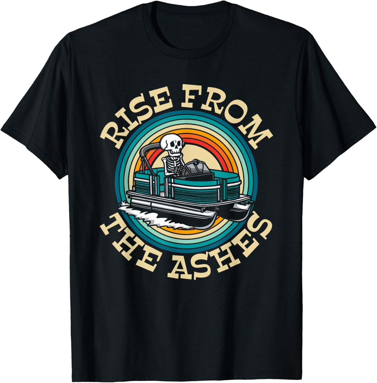 Retro Lake Skeleton Boating Vintage Pontoon Boat Apparel Premium Print Best Seller Look
