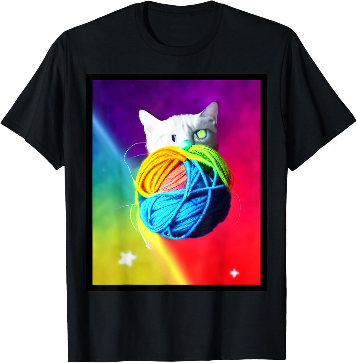 Cat in Space holding colorful yarn Yarn Supply | Viral US Pick | High CTR Title