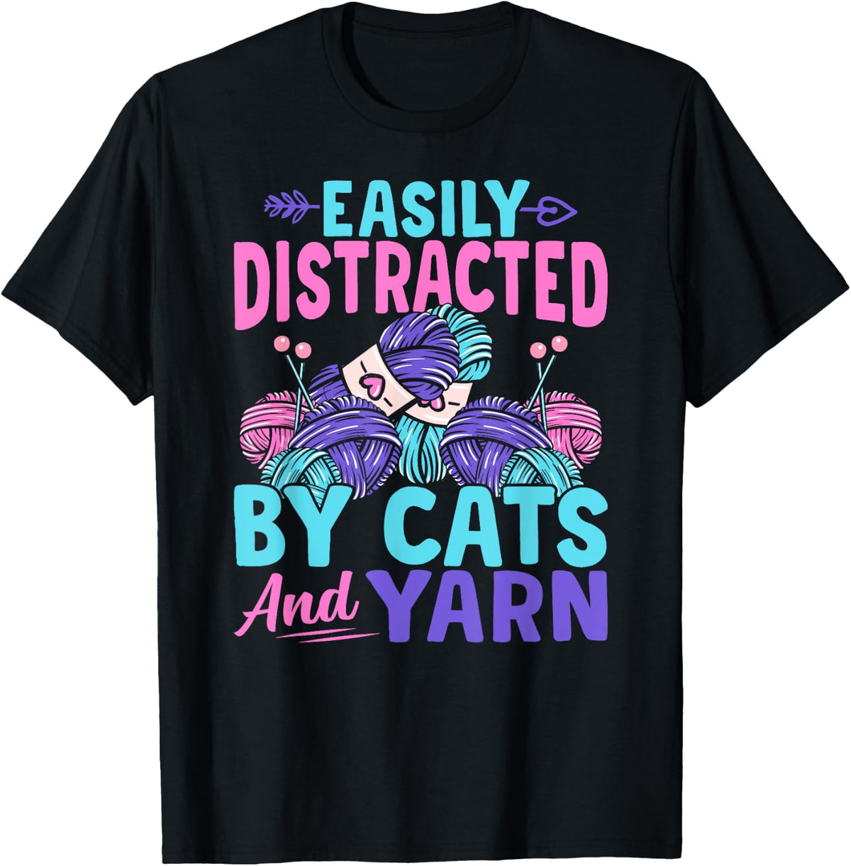 Distracted By Cats Yarn Crocheter Crochet Knitting Crafter Yarn Supply | High Search Volume | Customer Favorite