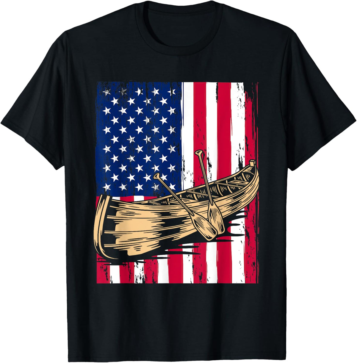 Canoe Paddle USA Flag Funny Kayaking 4th Of July Boat Lovers Apparel High Search Demand Gift Ready