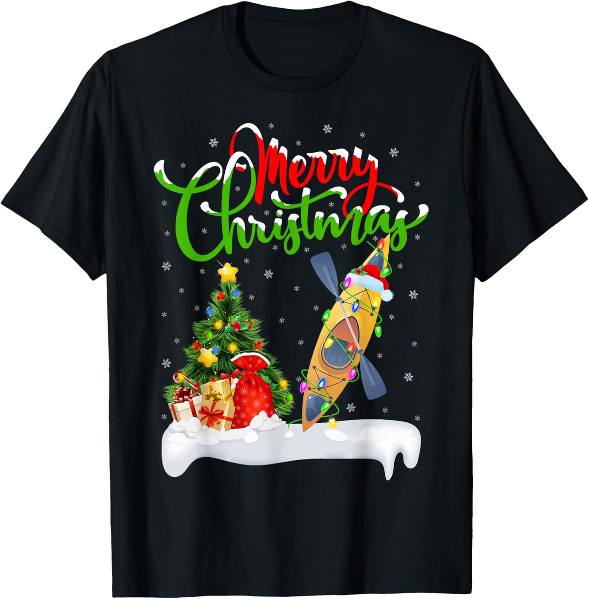 Xmas Tree Lighting Santa Hat Kayak Boat Kayaking Christmas Apparel Viral TikTok Find Fan Favorite