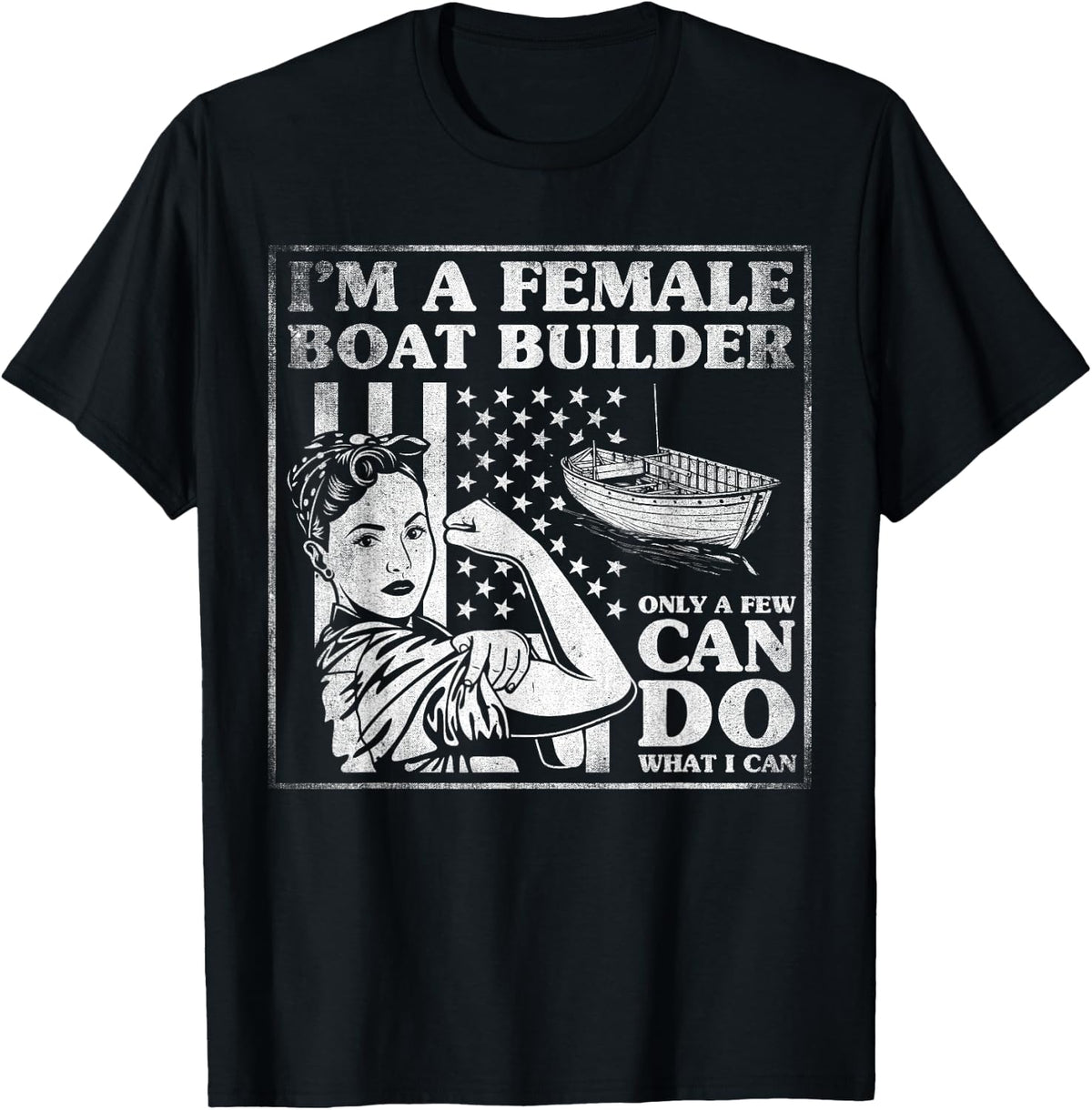 US Flag Craftswomen Quote Female Boat builder Apparel Premium Print Gift Ready