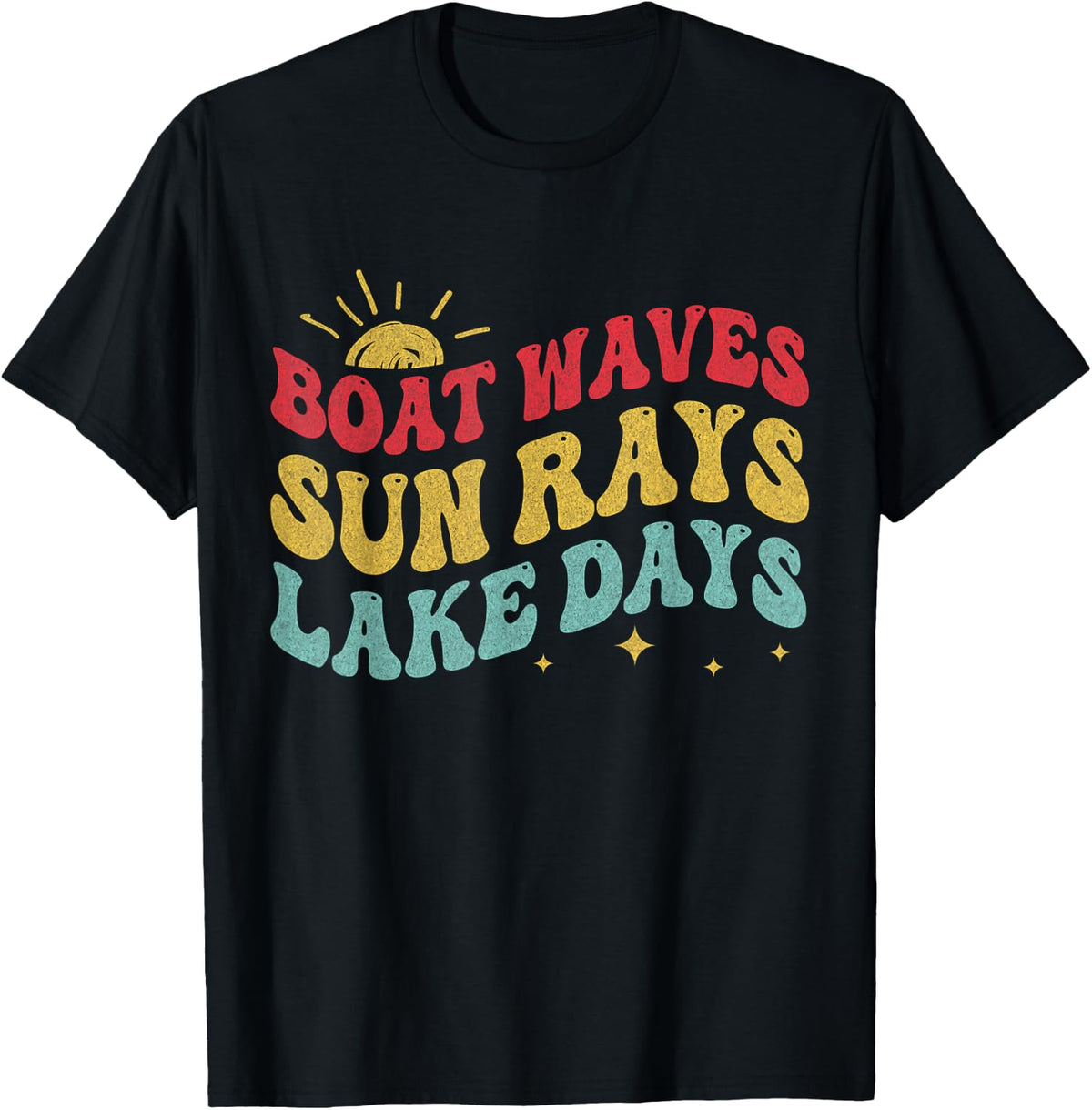 Boat Waves Sun Rays Lake Days Summer Vacation Vintage Retro Apparel Comfort Fit Everyday Wear