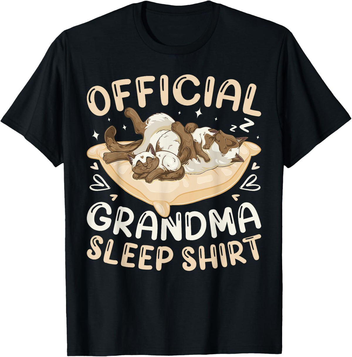 Official Grandma Sleep Shirt, Siamese Cat with 2 Kittens T-Shirt for Men Women Kids T-Shirt | Trending 2025