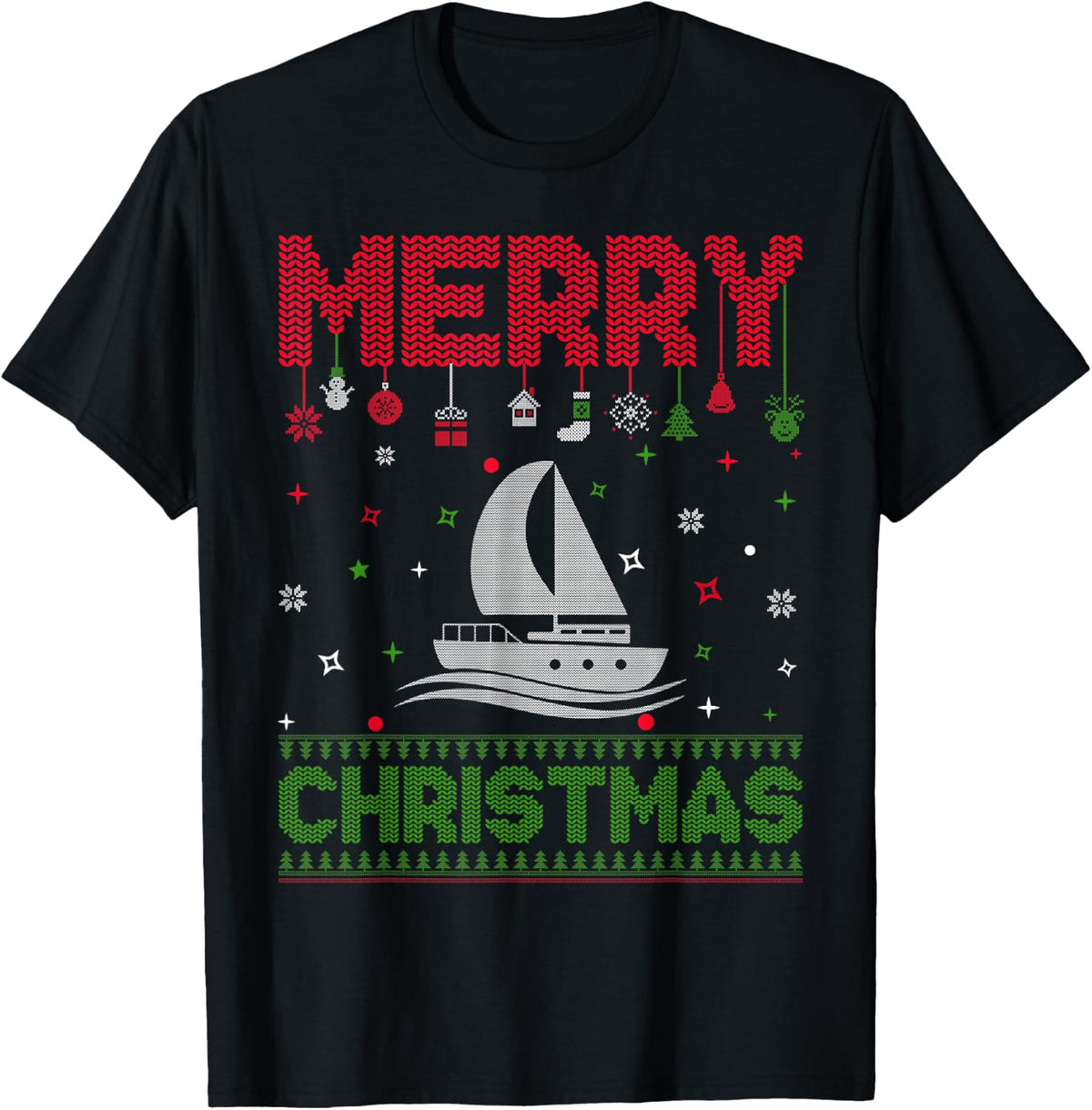 Ugly Holiday Sweater Christmas Funny Boating Graphic Sweater Premium Print Best Seller Look